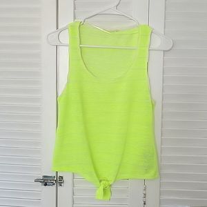 Bershka Neon Yellow‎ Tie Front Top Size S